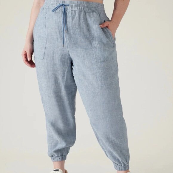 Athleta Retreat Linen Plus Size Jogger - Chambray - Picture 1 of 12